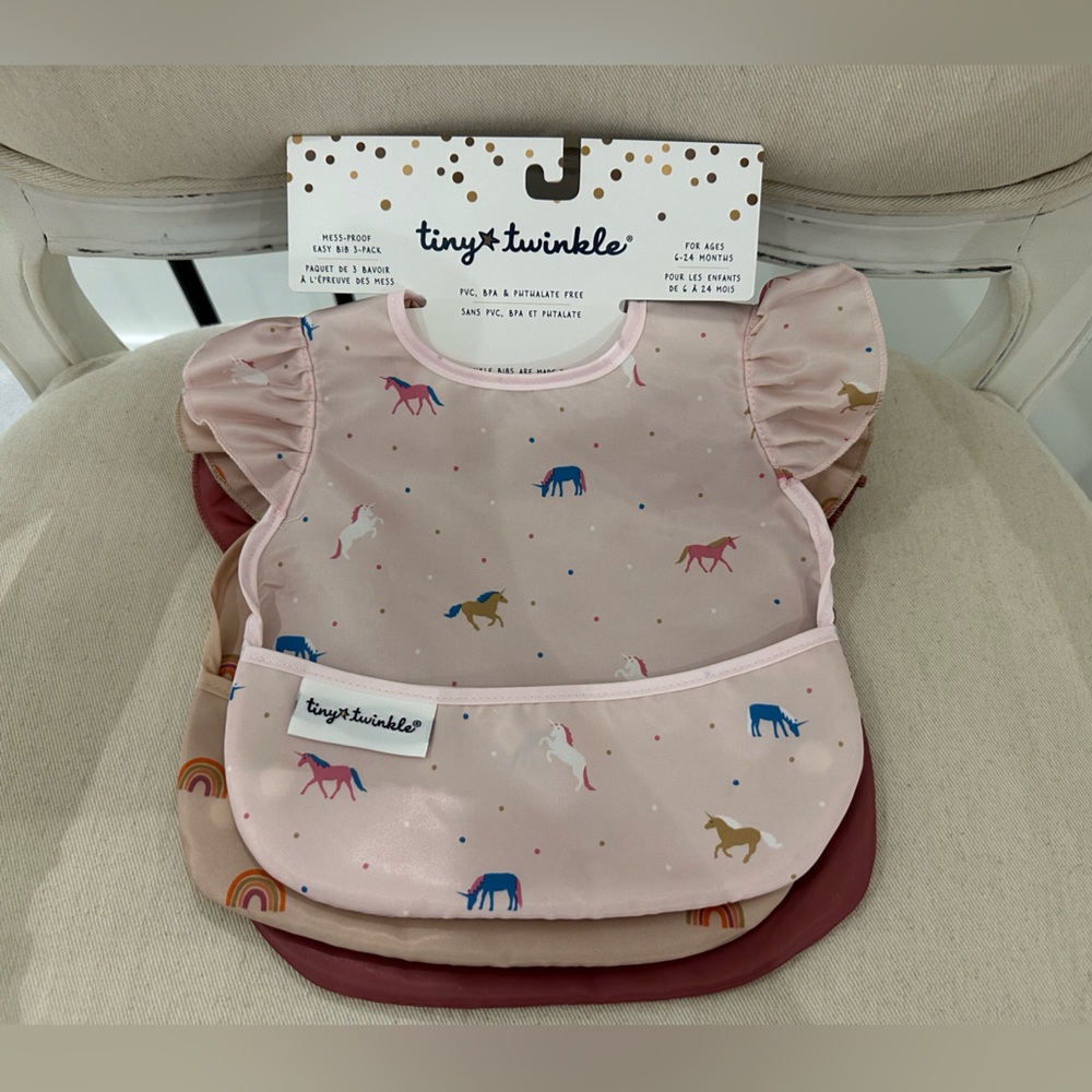 Tiny Twinkle 3 pack ruffle baby bibs NWT